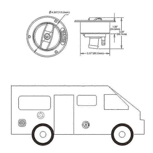 Campingvogn Tilbehør RV Modifisert Gravity Vanninntak med Låse Nøkkel Vann Tank Inntak Lukke Campingvogn RV