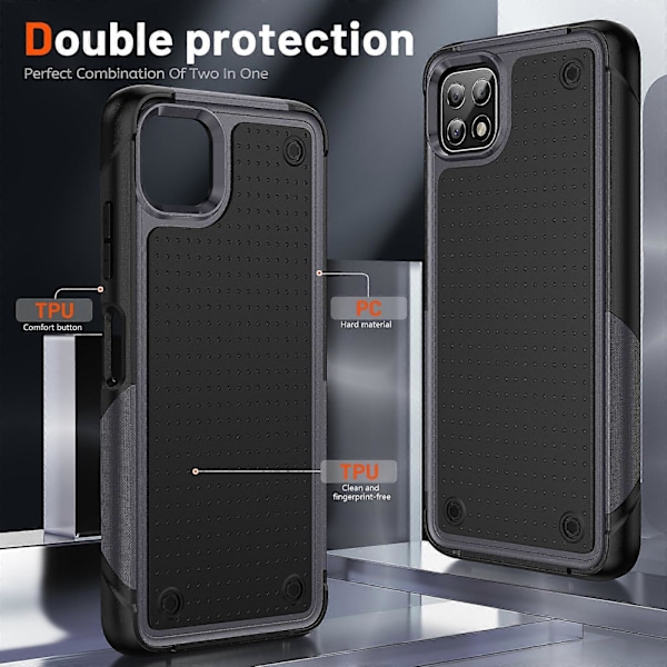 Nytt Telefonfodral för Samsung A22 5G, Dubbla Lager Skydd, Stötsäkert, Skydd för Skärm & Kamera Dark Blue