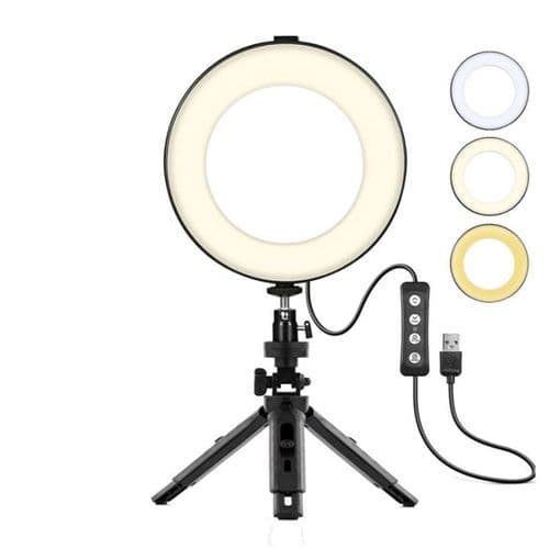 Ring Light Selfie Ring Light med stativ dæmpbar skønhedsbordringlys til