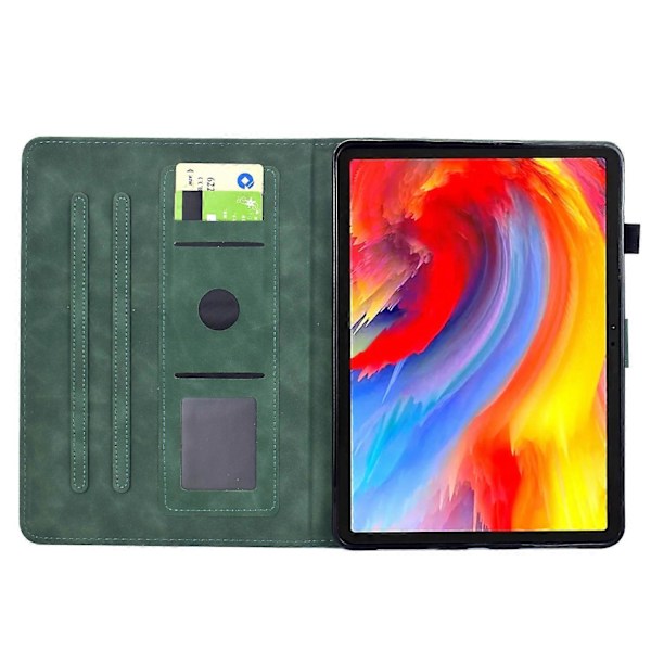 Embosset lærveske for Lenovo Tab M9 Green