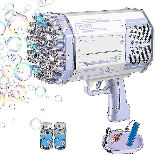 Bubbelmaskin Utomhus, 69 Hål Bubbelpistol För Bröllop, Födelsedagspresent, Badbubbelmaskin Sommarleksak, Elektriska Led-Ljus Bubbelpistoler För Barn