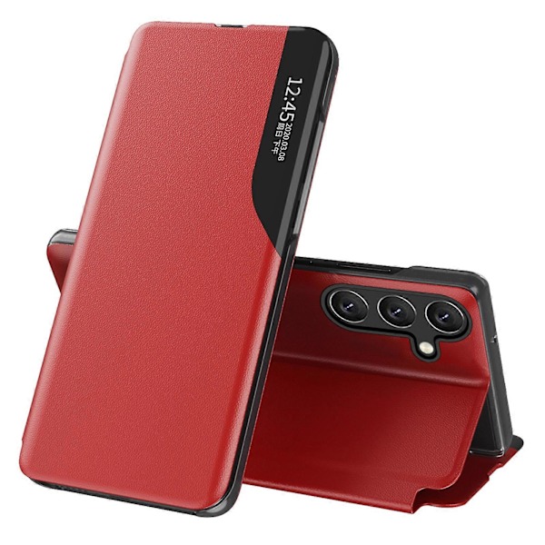 For Samsung Galaxy A05s 4G Etui med Vindue i PU Læder Stand Cover Red