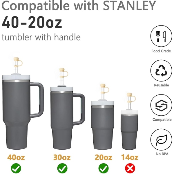8 st sugrörshättor för Stanley Tumbler 40-30oz, 0,4 tum/10 mm mjuka silikonsugrörshöljen för Stanley Cup-tillbehör, dammtäta och läckagesäkra återanvändbara