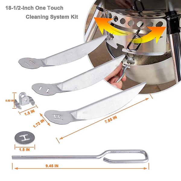 One-Touch Rengøringssystem Kit Design Til Weber Kettle Grill, til 7444 Weber Grill  [kk] L