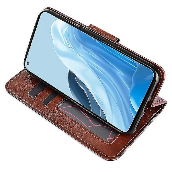 Oppo Find X5 Lite Smartphone Skal Magnetisk Lukning PU Læder Pung Cover Flip Stativ Folio Telefon Etui Red