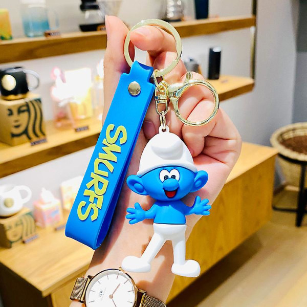Sööt Smurffi Nukke Avaimenperä Piirretty Laukku Ripustus Auton Avaimenperä [kk]