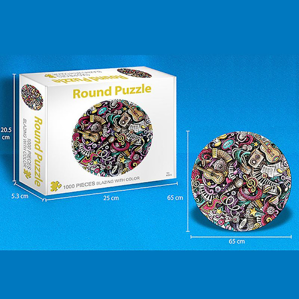 1000 Brikker Papirpuslespill for Barn Voksne Rundformet Puslespill Voksne Dekompresjonsleker[D] Round Puzzle Earth