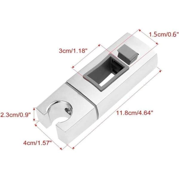 Skyvbar dusjhodeholder - 15 x 30 mm - Utskiftbar rektangulær og firkantet dusjhodeholder, forkrommet ABS baderomsdusjhodeholder Noir 0.5 kg