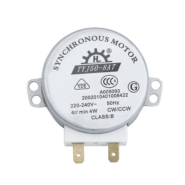 TYJ50-8A7 AC 220V-240V 4RPM 4W CW/CCW Mikrobølgeovn Dreibar Synkron Motor