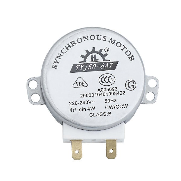 TYJ50-8A7 AC 220V-240V 4RPM 4W CW/CCW Mikrobølgeovn Drejelig Synkron Motor