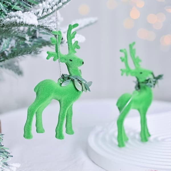 Jul Flocking Krans Söt Scen Solcellsdriven Dekorativ Hängprydnad[D] Green