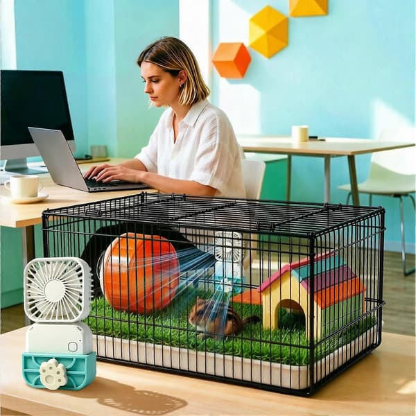 Vikbar 3-hastighets USB-driven husdjurskylfläkt Sommarventilationsaccessoar för hundbur fågelbur (D)