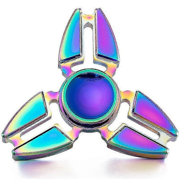 Regnbågsfärgad metall finger spinner kullager spinner leksak vuxenleksaker för barn elektropläterad hybrid kullager fidget spinner roliga leksaker[D] D