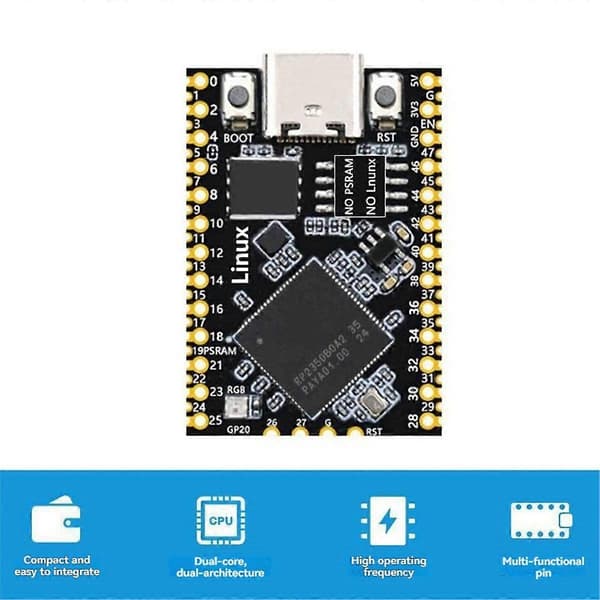 Til 2 RP2350B Mini Udviklingskort Uden PSRAM Fuld 48 GPIOs Output[D]
