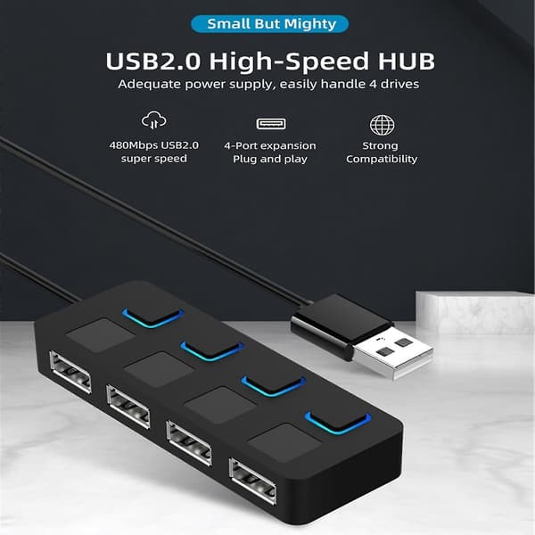 Multi 4 Port USB Hub 3.0 Driven Snabb Förlängare Adapter Splitter Laptop PC NIUNIU[D]
