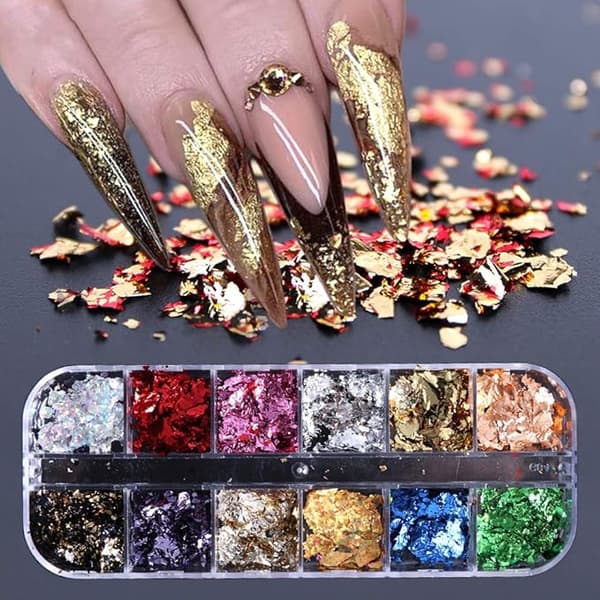 Glitter neglemærkater - Professionel kvalitet, 12 mm runde, assorterede farver