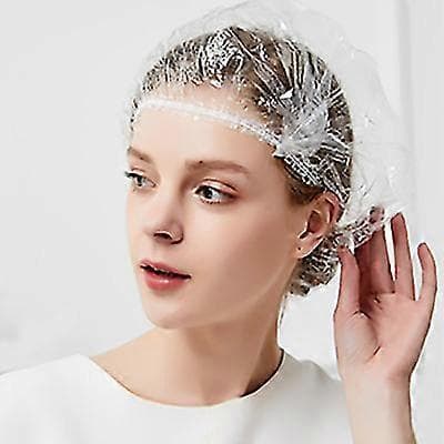 Förpackning med 100 st Engångs Transparenta Duschmössor för Salong Spa Dusch [D] 44 cm