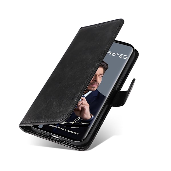 Fodral för Realme 12 Pro 5G / 12 Pro+ 5G Läder Vikbart Stativ Telefonfodral med 3 Kortfack -