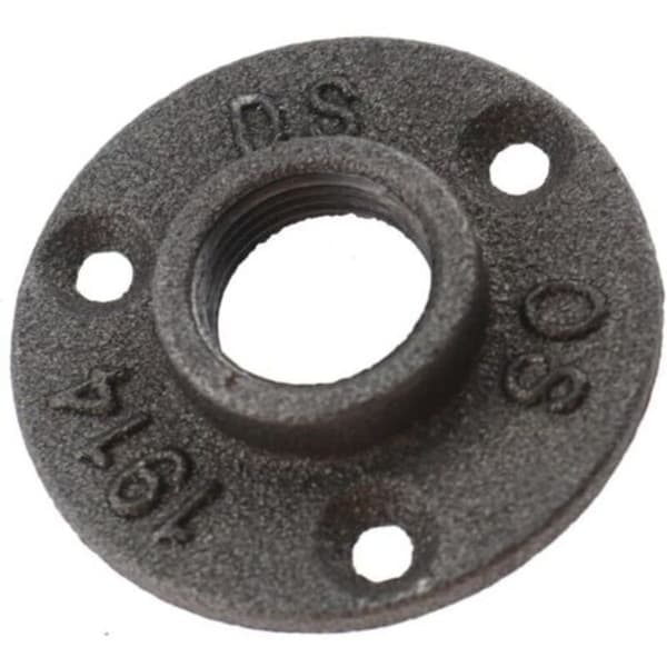 Formbare støbejernsrørfittings, 2 stk., væg-til-gulv flange, industriel rust, 3/4 tomme (D)
