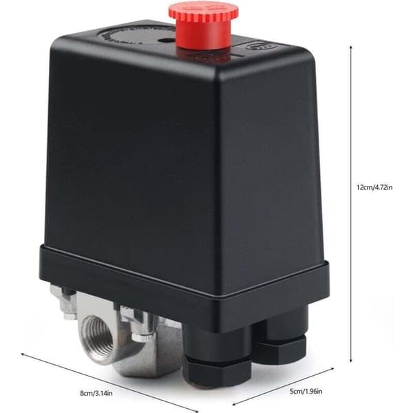 220V luftkompressorventil automatisk trykafbryder luftkompressor kompressorstyringsventil til hurtig trykreduktion (4 huller) Noir 0.05