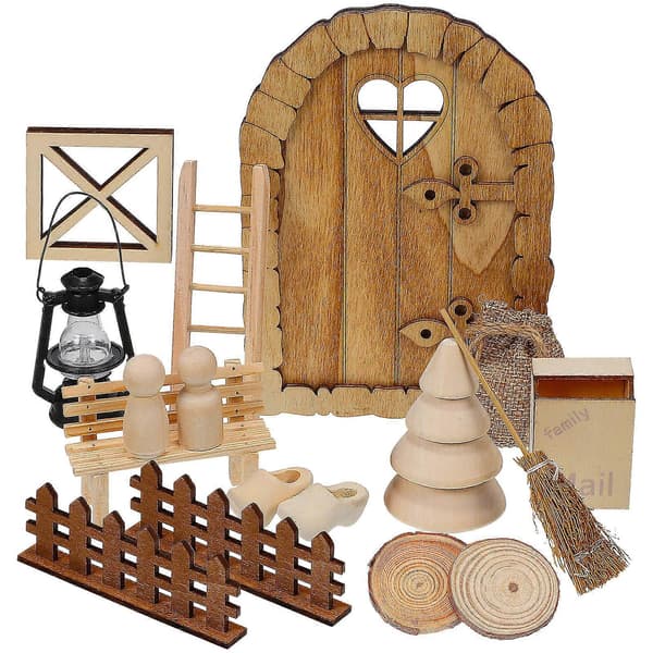 Mini Möbelprydnader Trähusdekoration Set För Heminredning Och Leksak 1Set[D]