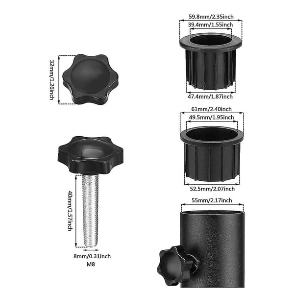 2 Set Utomhus Parasollfot Stativ Parasollfotsfäste Hålring Plug Cover Och Lock [D] Black