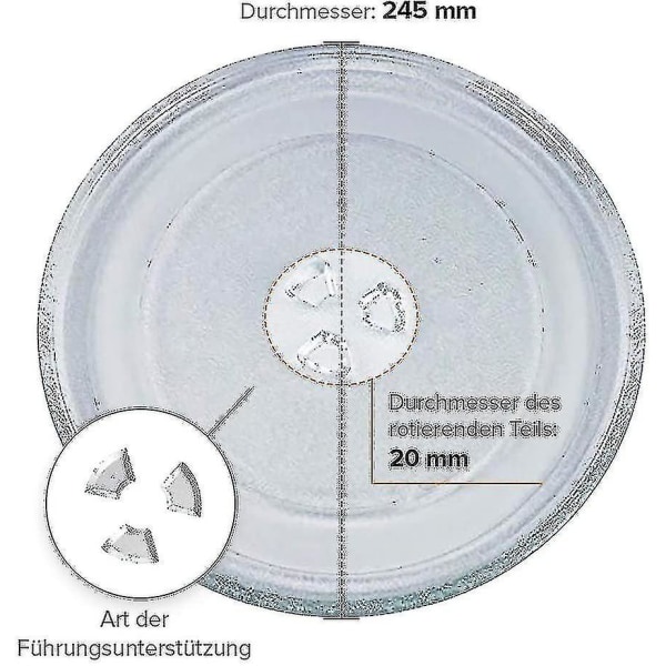 Universell mikrovågsugn roterande glasplatta med 3 fästen, 245 mm [kk]