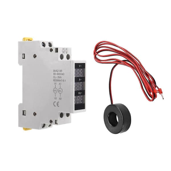 DIN-skena Digital Display Instrument Trefas Enfas Spänning och Ström Hertz Meter AC Mini Modul BAVZ-[D] As Shown
