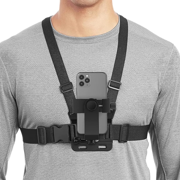 Mobiltelefon Bröstrem Fäste GoPro Bröstsele Hållare för VLOG/POV, iPhone, Samsung, Kamerajustering 5-10cm[kk]