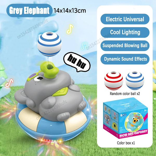 Sjov elektrisk elefant glidebil affjedring bold automatisk forhindringsundgåelse musik lyd og lys interaktivt børnelegetøj (D) color Grey Elephant