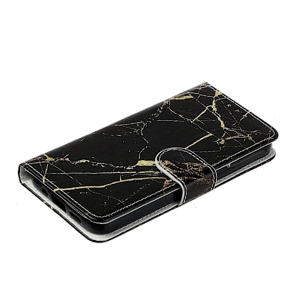 Marmorläder Telefonfodral För OnePlus 13 Black Gold Marble