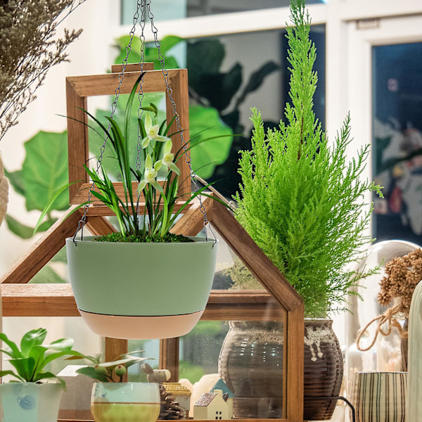 2 st Hängande Blomkrukor Enkla Självabsorberande Krukor Hydroponiska Hängande Krukor