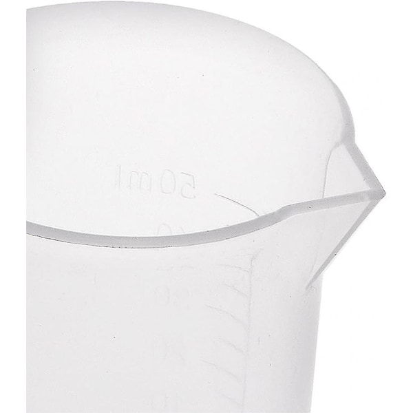 Målebeger 50ml PP Plast Gradert Beger Transparent For Lab Kjøkken Væske 6stk