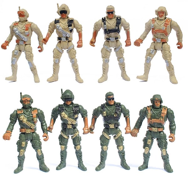 Armé Män Leksakssoldater 4in Actionfigurer 8-delad Set För Barn Pojkar Flickor [kk] A