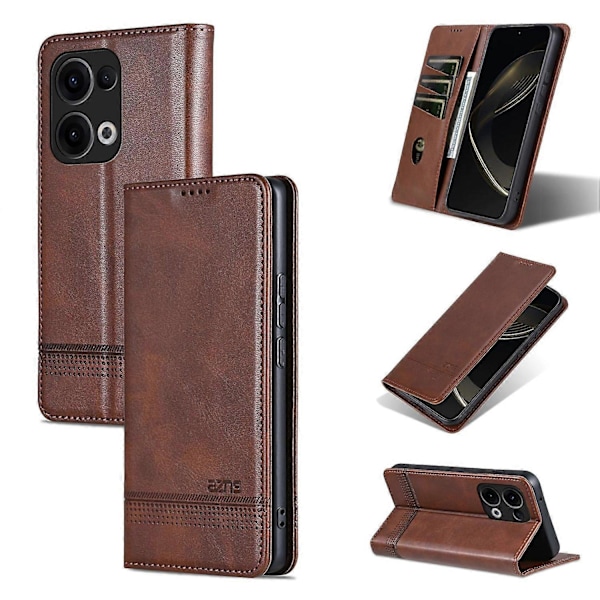 PU-fodral med kalvtextur för OPPO Reno13[D] Dark brown