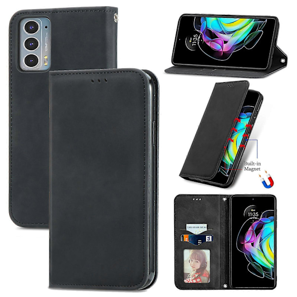 Fodral för Motorola MOTO Edge 20 Magnetisk Stängning Läder Plånboksfodral Housse Etui Stötsäker - Grön