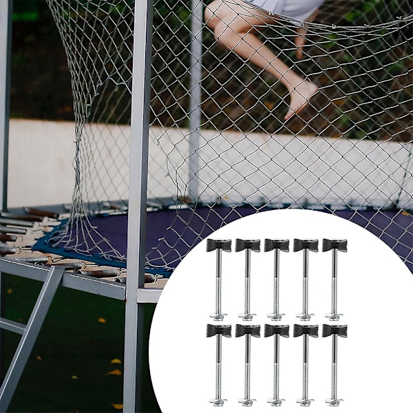 10 st Trampolin Fästen för Barn Trampolin Ankare Trampolin Bultar Muttrar Trampolin Ben Skruvar Järn Trampolin Skruvar Skruvar Trampolin