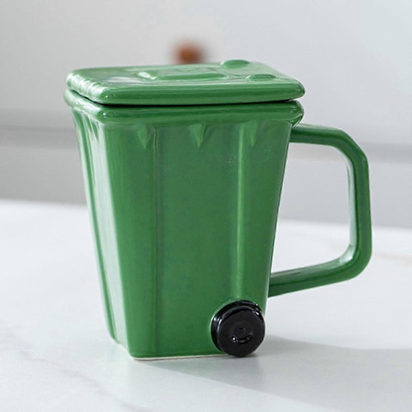 Kaffekopp Daglig Bruk Kopp Bar Tilbehør Vannkopp Kreativ Søppelkasse Krus Søppelbøtte Kopp for Iskaffe Frokost Juice[D] Green