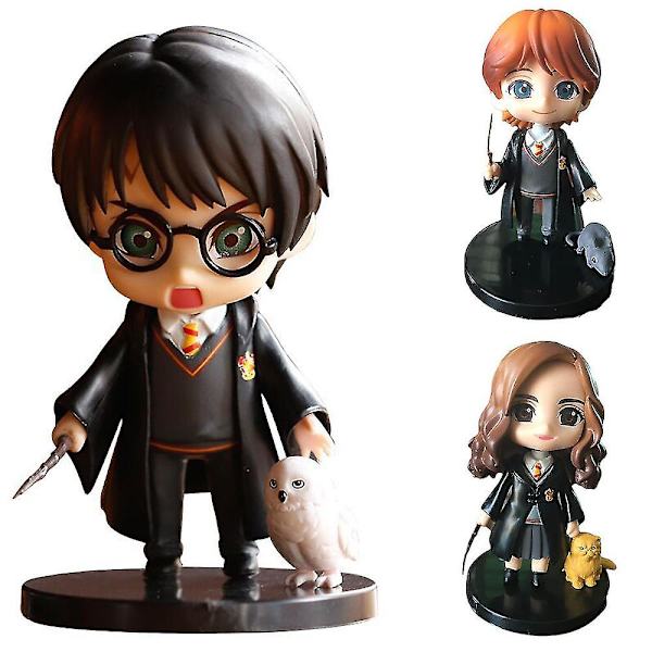3-pack Harry Potter Ron Hermione Figuriner Leksaker Minifigurer Samlarobjekt Modelldockor Borddekoration Prydnader Barnfans Present