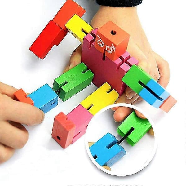 Rubik Terning Robot, Multifunktionel Farve Træ Rubik Terning Robot Børns Pædagogisk Legetøj[D]