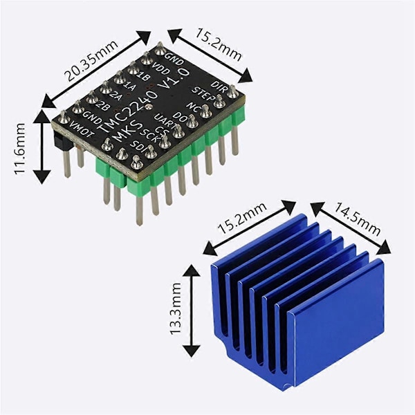3D-printercontrollerkort TMC2240 med køleventilator, stepmotor-driver til printapplikationer[D]