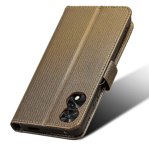 Til TCL 505 T509K T5094 Etui - Diamantmønstret PU-læder med Kortlommer og Stativ Brown