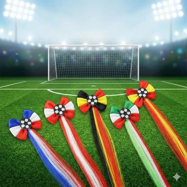 Röd och vit fotbollsfan-håraccessoar med VM-tema