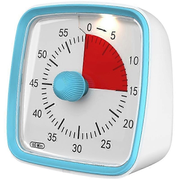 Visuel Timer med Natlys, 60 Minutters Nedtællingstimer til Børn og Voksne, Tidshåndteringsværktøj