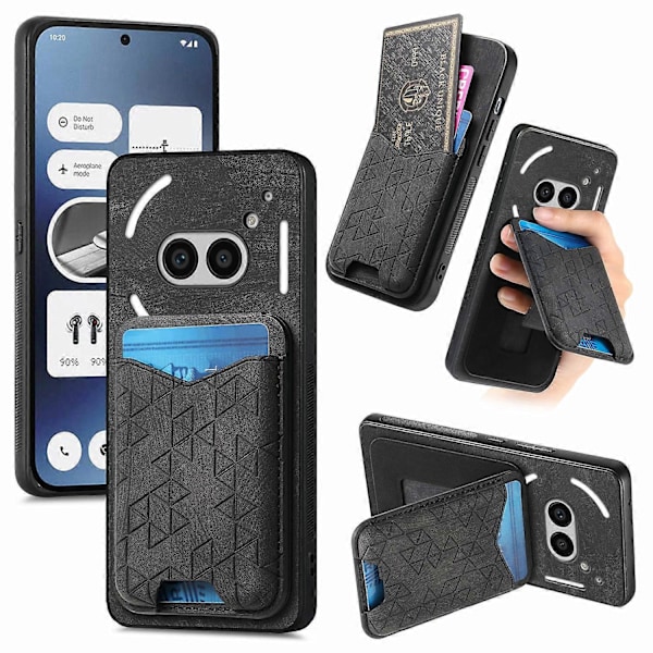 Til Nothing Phone (2a) Etui med Præget Mønster, Kortholder, Støttefod, Læder Bagcover [D] Multicolor Style D