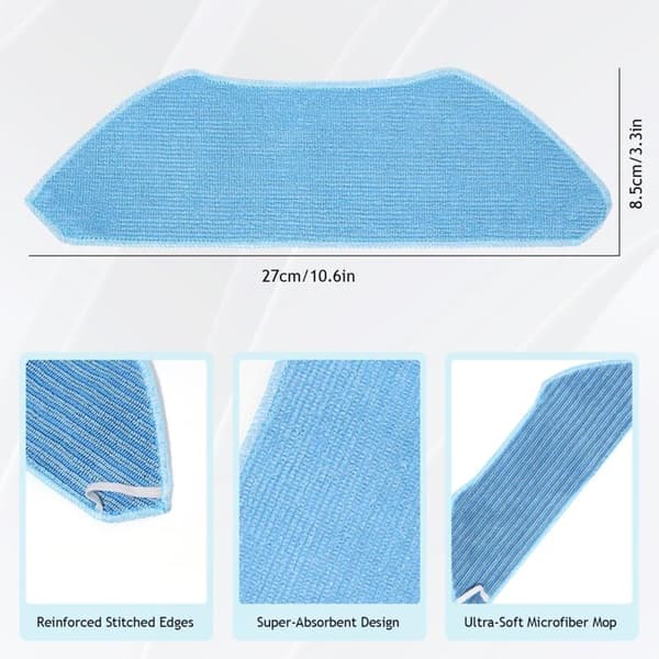 Rengøringsklud Tilbehør til Lefant M1 / M2 / M2 Pro / M2S / M2S Pro Erstatningsrobotstøvsuger, Bløde Mikrofiber Mopper Bleu 0.05