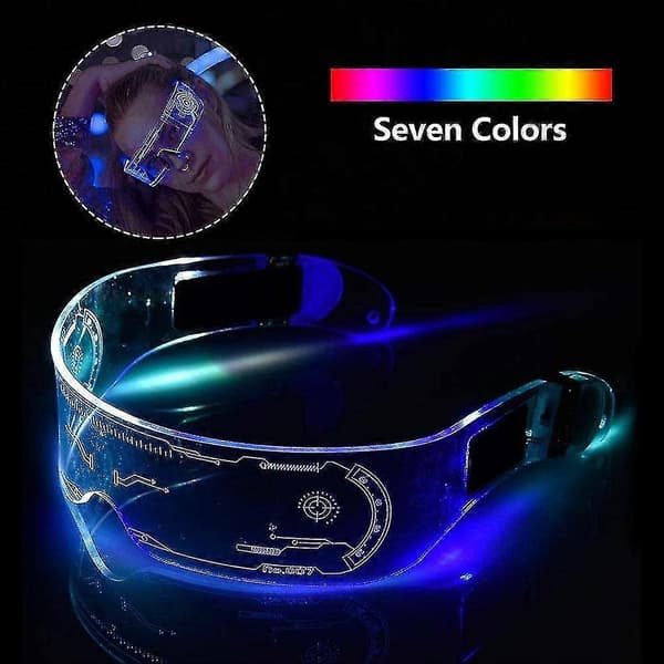 LED Lysende Briller til Voksne, LED Visir Briller i 7 Farver, Farvede Lysende Briller[D]