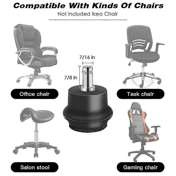 5 st Glidar för kontorsstol eller pall, Swivel Caster Wheels till fasta hjul, Offi