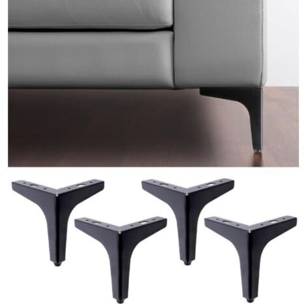 Meta Sorte Møbel- og Sofaben - Sæt med 4 Metalben - Elegante Designben til Lænestole og Skabe - Sort - Højde 130 mm (D)