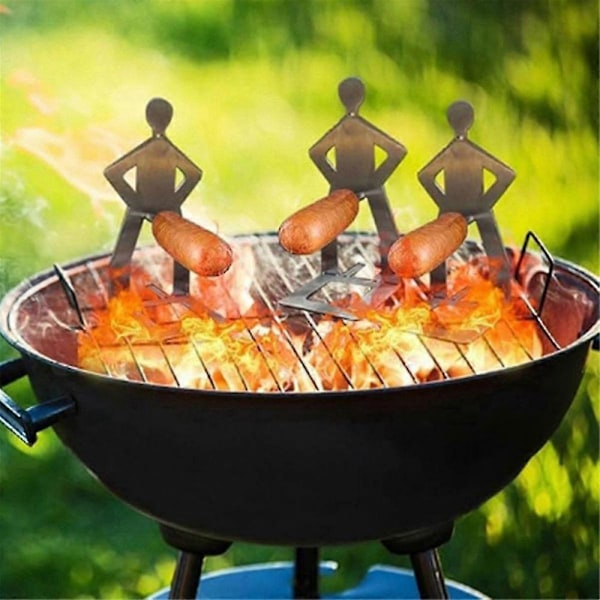 4 stk. Sjove BBQ Tilbehør Hotdog Pølseholder Bærbar Grillrist Rustfrit Stål Rist[D] As Shown
